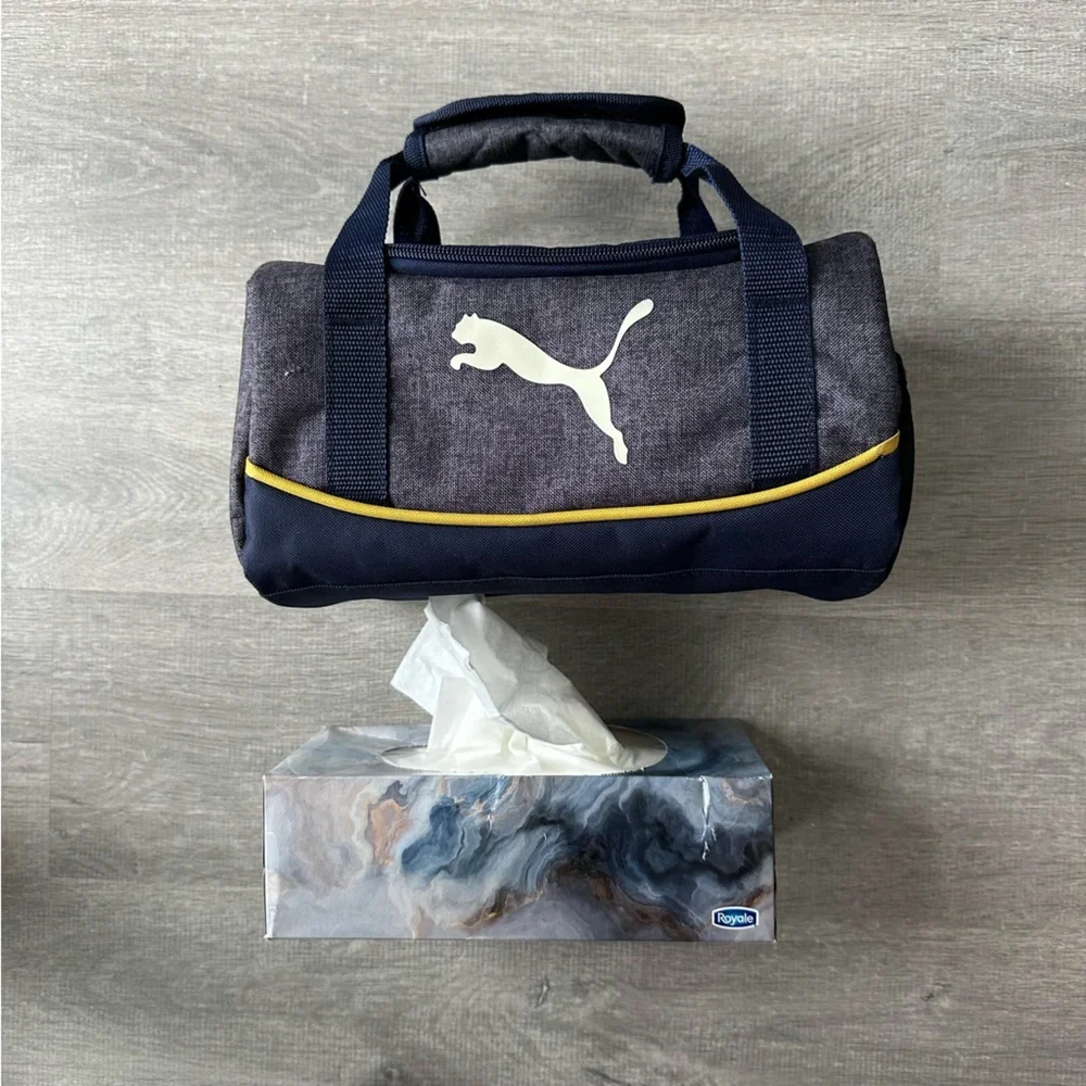 Puma Unisex Navy and Gray Mini Barrel Bag - Picture 2 of 9